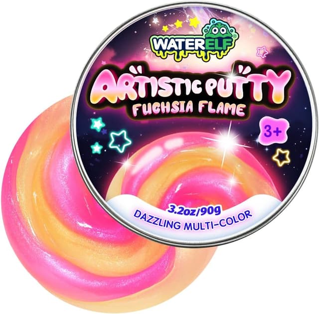 Detalle de WATERELF Play Putty Slime for Kids: non-sticky sensory fidget putty in Pink/Yellow (3.2 oz)