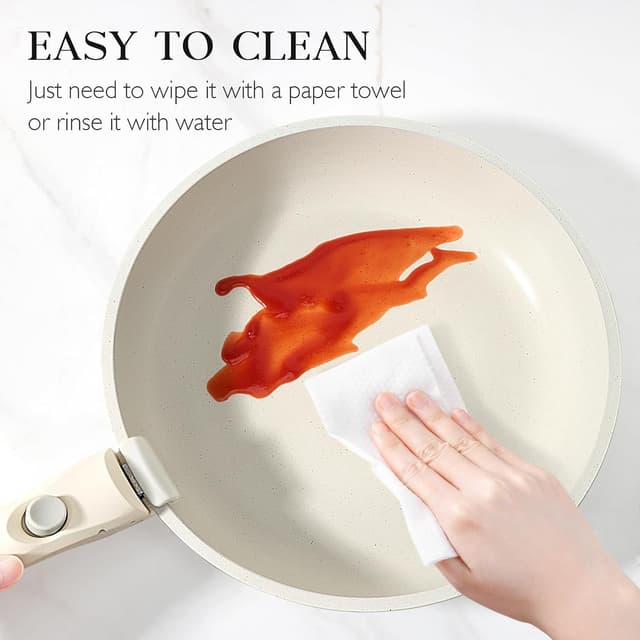 Detalle 1 de GiPP 11-piece Non Stick Pots and Pans Set with Detachable Handle (White Granite, PFOA-free)