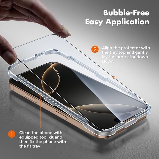 Thumbnail 6 de UNBREAKcable Verre trempé 9H pour iPhone 16 Pro (6,3") – Couverture complète 1:1, lot de 3