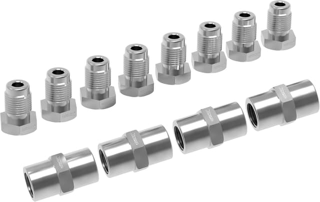 Detalle 2 de Kit de frein AUPROTEC : tube rigide 3m KuNiFer Ø 4,75 mm + 8 raccords mâles + 4 connecteurs femelles M10 x 1 DIN 74 234