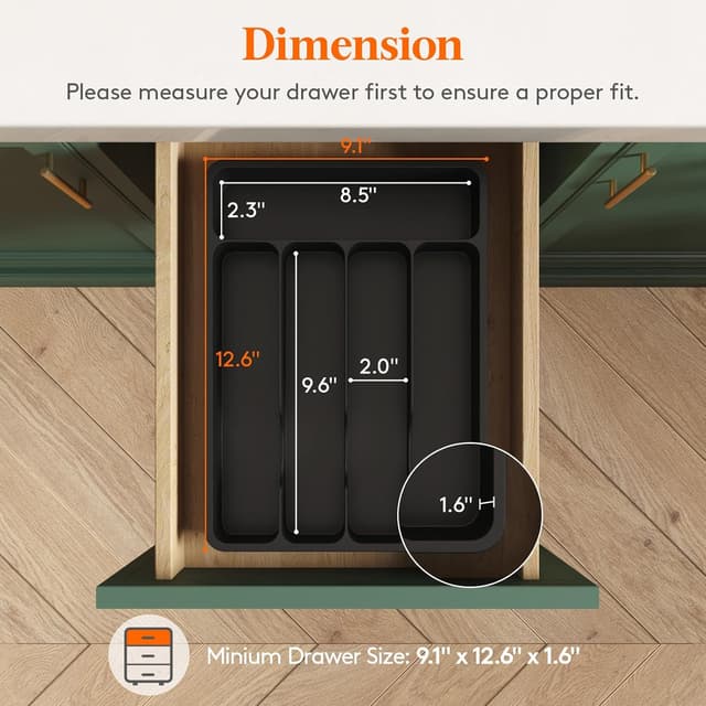 Thumbnail 1 de Lifewit Silverware Drawer Organizer Tray 9.1 x 12.6