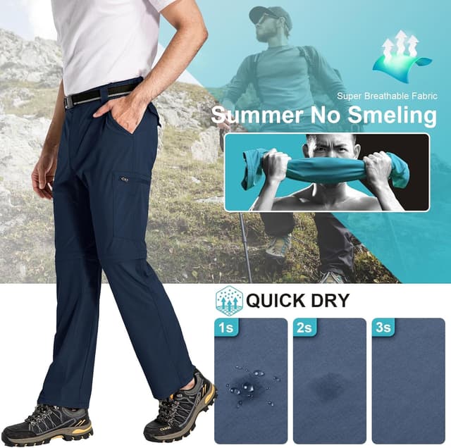 Detalle de mosingle men’s safari zip-off walking & hiking trousers – lightweight quick-dry convertible cargo pants
