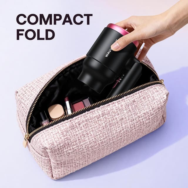 Detalle 2 de Wavytalk Hair Dryer with Diffuser (Foldable, 1600W) — Compact travel blow dryer for curls and waves, Black