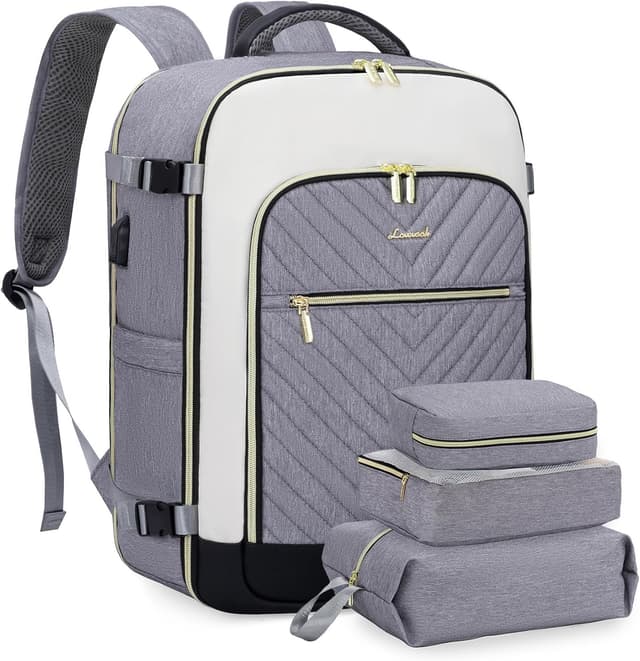 Detalle de LOVEVOOK Damen Travel Backpack mit 17,3-Zoll-Laptopfach, 40L Handgepäck-Reiserucksack (wasserdicht, Weekender/Carry-on)