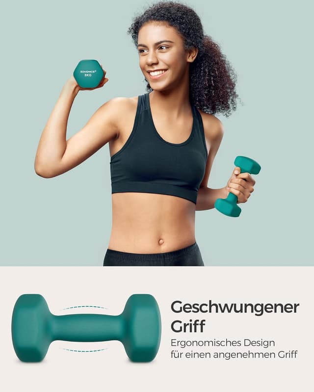 Detalle de SONGMICS Hexagon-Hanteln (2er-Set) mit Neoprenbeschichtung für Krafttraining & Fitness zu Hause