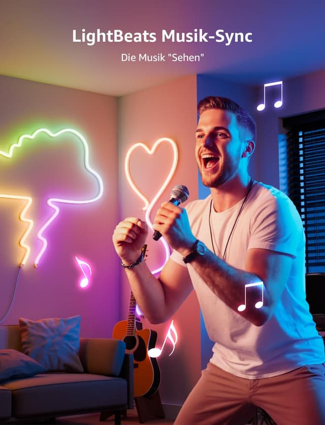 Detalle de Lepro Neon AI LED Strip 6 m – RGB LED-Streifen mit App-, Musik- und Sprachsteuerung (Alexa & Google Assistant)