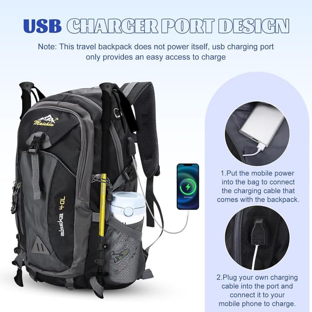 Detalle 2 de ROSSRORE Foldable Backpack 40L Waterproof Lightweight Travel Daypack (40L)