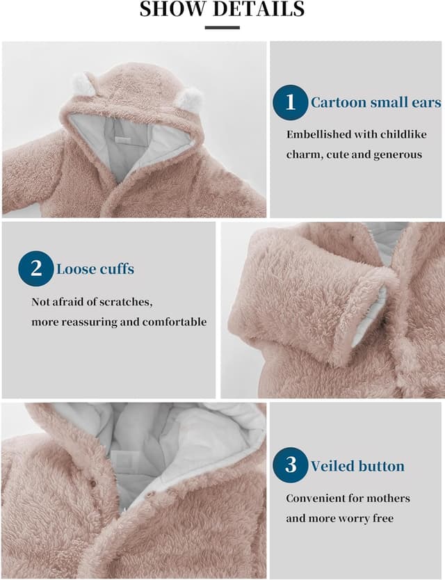 Detalle de Voopptaw Warm Baby Fleece Snowsuit 0-12 months