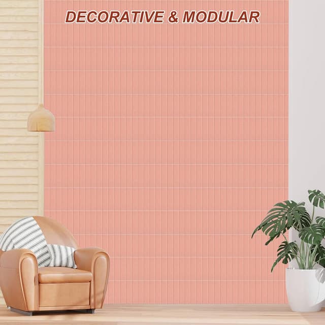 Detalle de 12 Pack Felt Cork Board Tiles (120x90cm) with Push Pins & Removable Adhesive Tabs – Pink