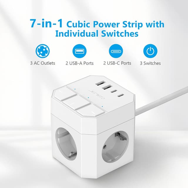 Thumbnail 1 de Multipresa Multipla JSVER con 3 prese e 3 m di cavo