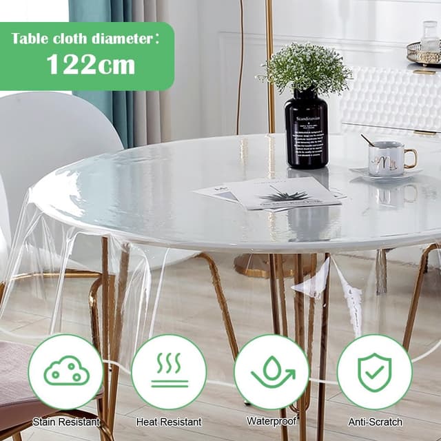 Thumbnail 1 de DASIAUTOEM Tischdecke Transparent Rund, Durchsichtige Tischdecke, Tischfolie Durchsichtig, PVC Folie Fettdicht Tischschutzfolie Tischschutz, Rund Klarsicht Durchmesser 122 cm
DASIAUTOEM Tischdecke Transparent Rund, Durchsi…