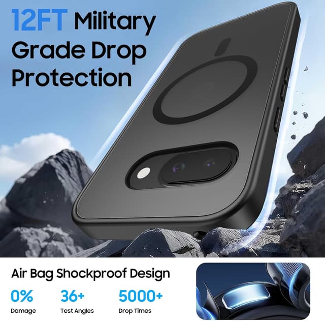 Detalle 2 de Magnetic Case for Google Pixel 9A with Detachable Wallet (MagSafe Compatible) — Black