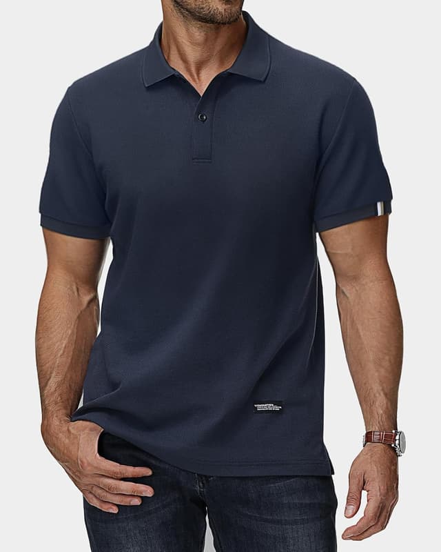 Detalle de HMIYA Herren Poloshirt Kurzarm mit Knopfleiste – Cotton-Polyester Polohemd für Sommer, Golf & Alltag