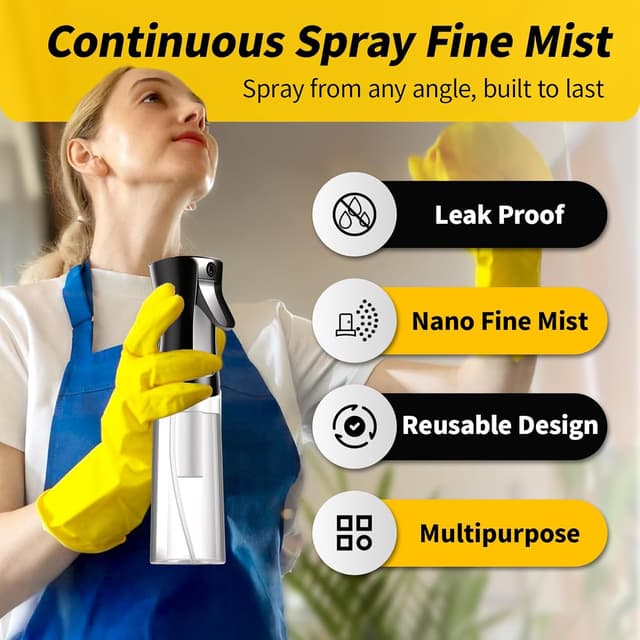 Detalle de Kontinuierliche Wassersprühflasche mit feinem Sprühnebel (0,3-mm-Düse) – schwarz/weiß, nachfüllbar