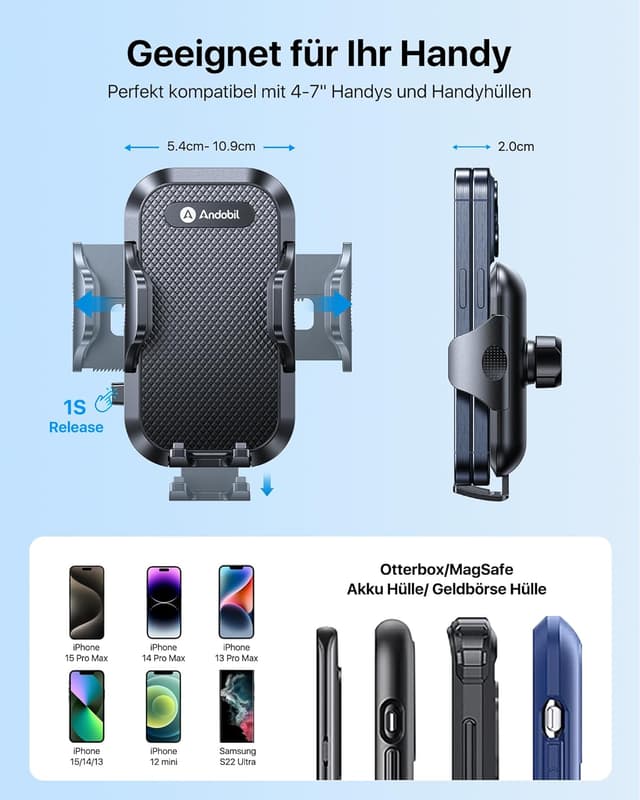 Thumbnail 5 de andobil Handyhalterung Auto Runde Lüftung 48–74 mm