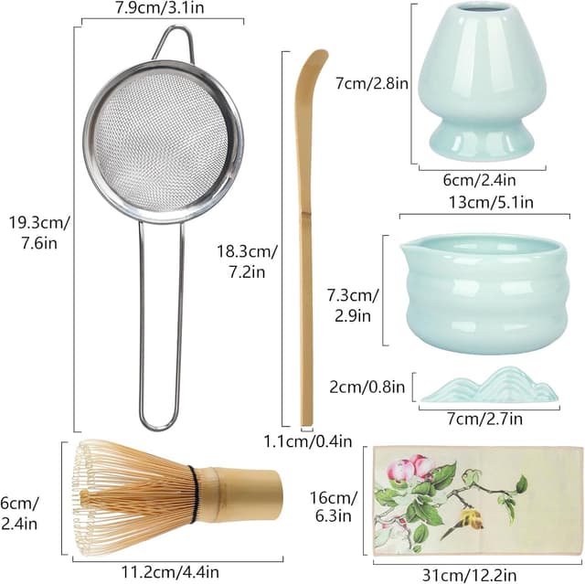 Detalle 2 de Nwvuop Set of 7 Matcha Tea Set with Whisk and Bowl Matcha Kit (Green-02)
