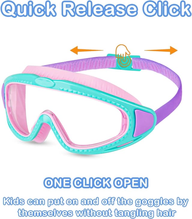 Detalle 2 de Mezere Kids Swimming Goggles (Ages 6–14) Anti-Fog & UV Protection, Non-Leaking Swim Glasses