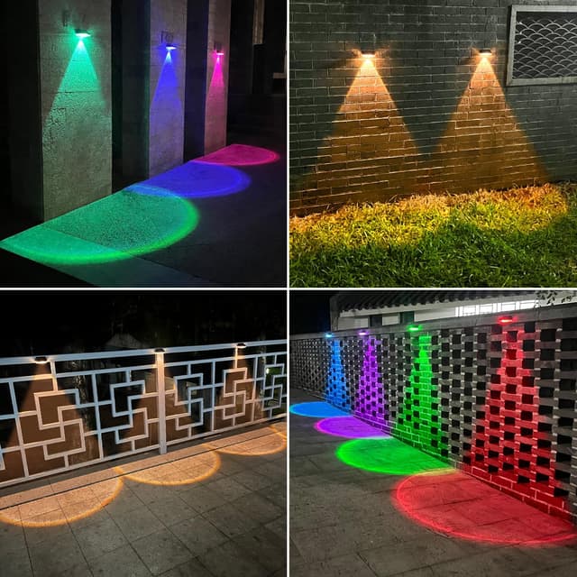 Detalle de ELLASAY Solar Fence Lights Outdoor Garden (6-pack) with 10 Colour Modes, IP65 Waterproof