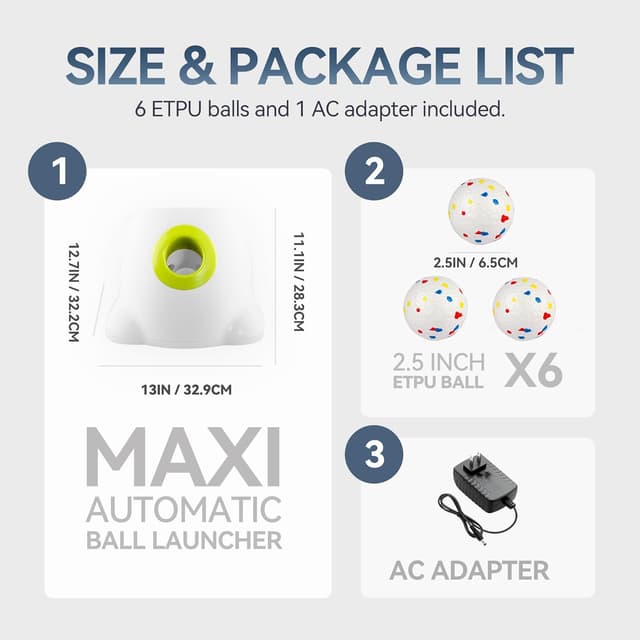 Thumbnail 6 de ALL FOR PAWS automatischer Hundeballwerfer mit wiederaufladbarem Akku und 6 E-TPU-Bällen für große Hunde