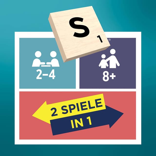 Detalle de Mattel Games Scrabble Brettspiel (JGR62) – klassisches Wortspiel mit Holz-Buchstaben, zwei Spielmöglichkeiten