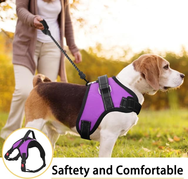 Detalle 2 de FYY No-Pull Dog Harness (Breathable Adjustable Vest) with Lead and Reflective Strips – S-Purple