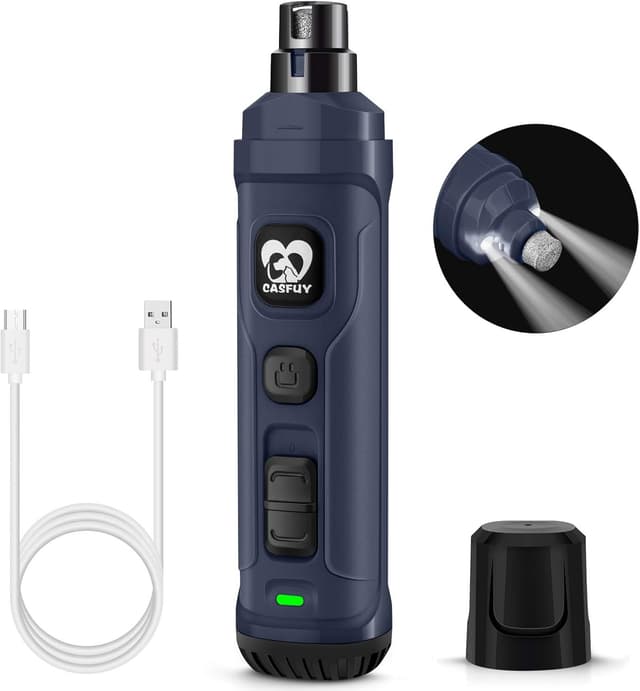 Detalle de Casfuy Krallenschleifer für Hunde mit 2 LED-Leuchten – 2 Geschwindigkeiten, leise & kabellos