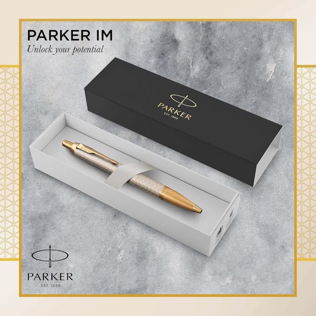 Detalle 2 de Parker IM Bolígrafo Plata con Adorno Dorado