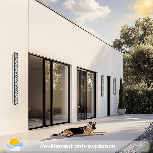 Detalle de GSALDY Applique murale extérieure et intérieure étanche IP65 géométrique noire 14W 3000K (L60 cm)