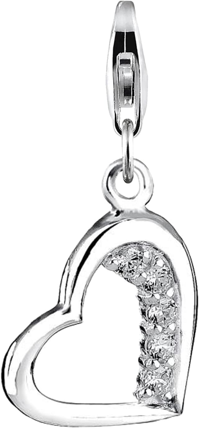 Detalle 2 de Nenalina Herz-Karabiner Charm-Anhänger aus 925er Sterlingsilber (716095-019) für Bettelarmband
