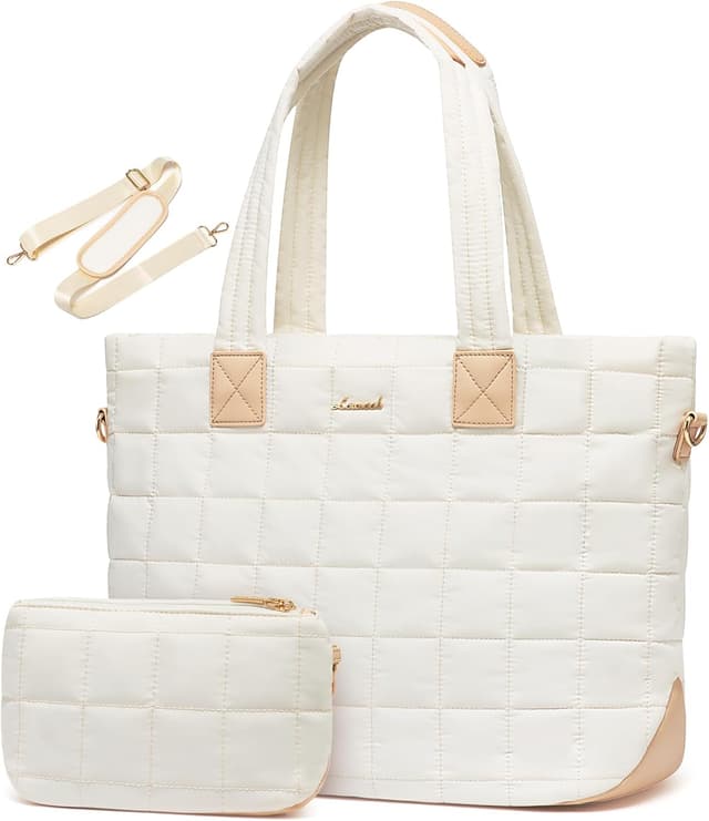 Detalle de LOVEVOOK Laptop Handtasche Groß 15,6 Zoll Beige