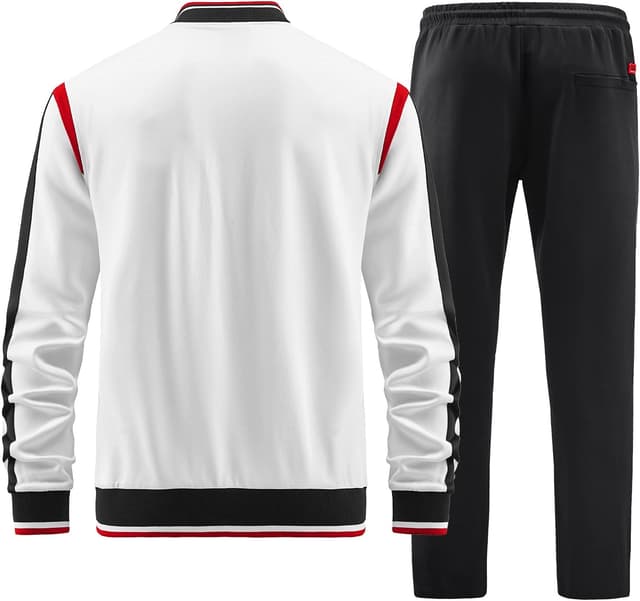 Detalle de W JIANWANG Herren Trainingsanzug & Jogginganzug mit Langarm-Reißverschluss – Jacke und Hose