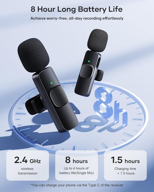 Detalle de KUKIHO Wireless Lavalier Microphone 2 Pack