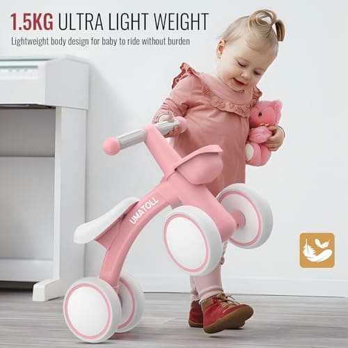 Detalle 1 de Umatoll bicicleta sin pedales para niños desde 1 año con canasta (rosa)