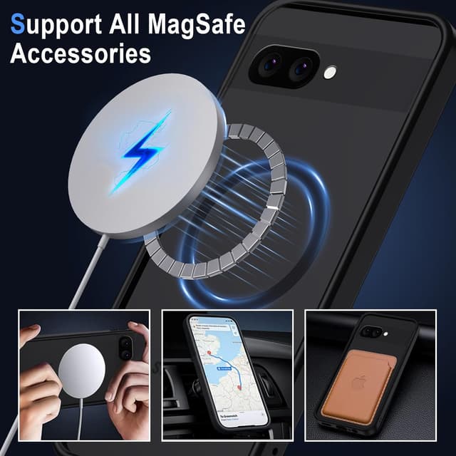 Detalle 2 de XTCASE Coque magnétique MagSafe pour Google Pixel 9A (noir) — dos mat translucide et protection anti-chocs