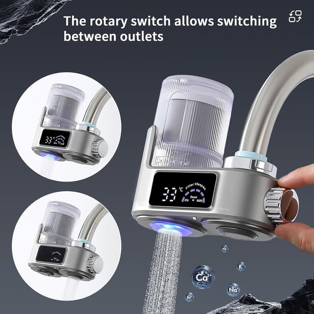 Detalle 2 de HOMELODY Wasserfilter Wasserhahn mit LED Anzeige 🚰