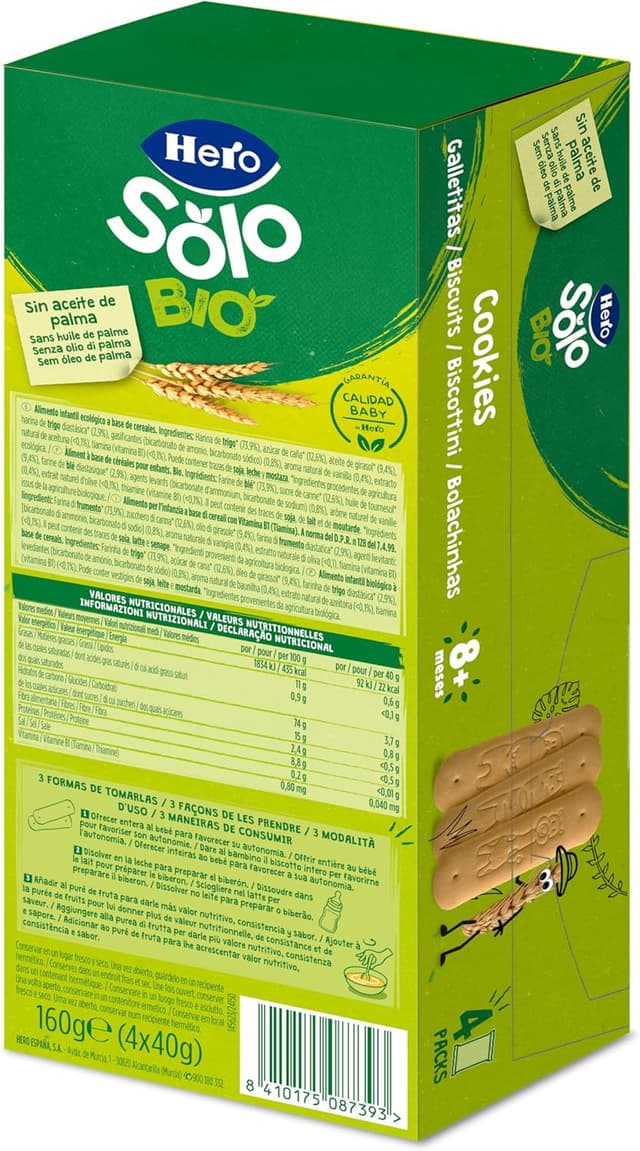 Detalle de Hero Solo - Pack Galletas Ecológicas 🍪 Sin Aceite de Palma, 8 Meses