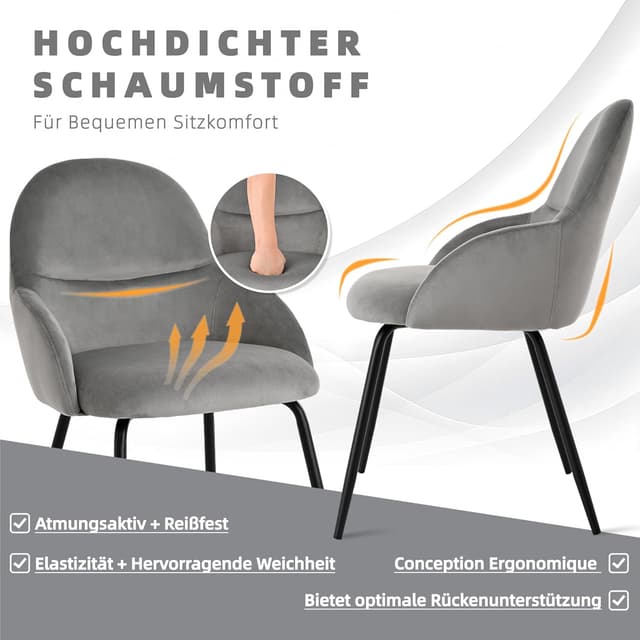 Thumbnail 6 de Set 6 sedie da pranzo con braccioli 55x60x87