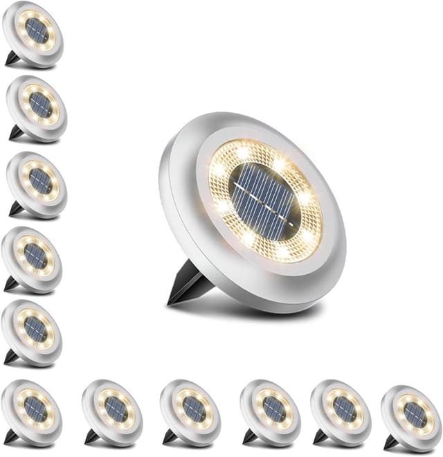 Detalle de Torchtree 2023 Upgraded Solar Outdoor Garden Lights (12 Pack) – Warm White Path & Decking Lights