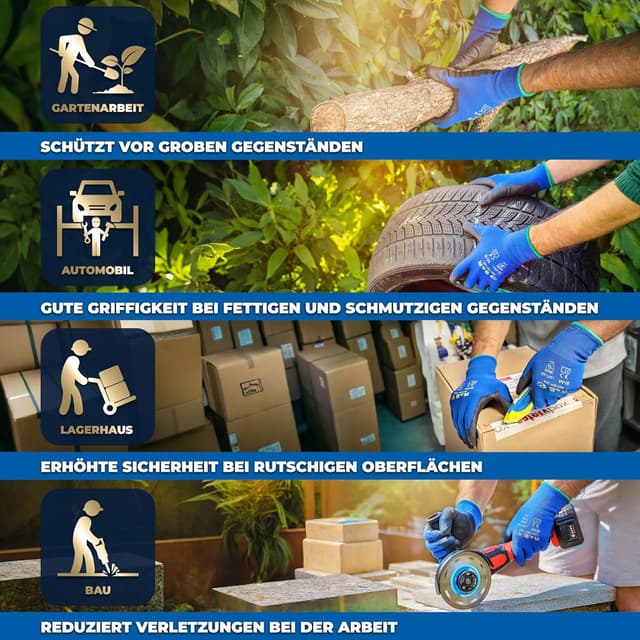 Detalle de S&R Arbeitshandschuhe für Herren (Gr. 9) – robuste Mechaniker-, Montage- und Gartenhandschuhe