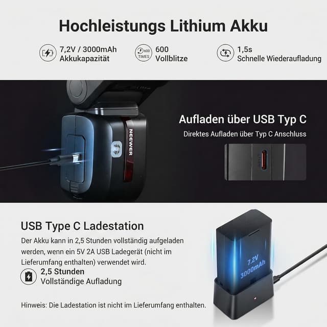 Thumbnail 6 de NEEWER Z2PRO-C TTL Speedlite für Canon 1/8000s