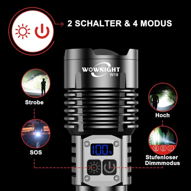 Thumbnail 3 de WOWNIGHT Linterna LED 1000000 lúmenes alta potencia