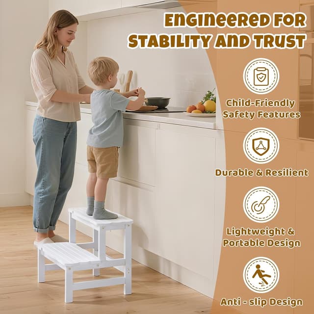 Detalle 2 de COSYLAND bamboo step stool 300 lbs