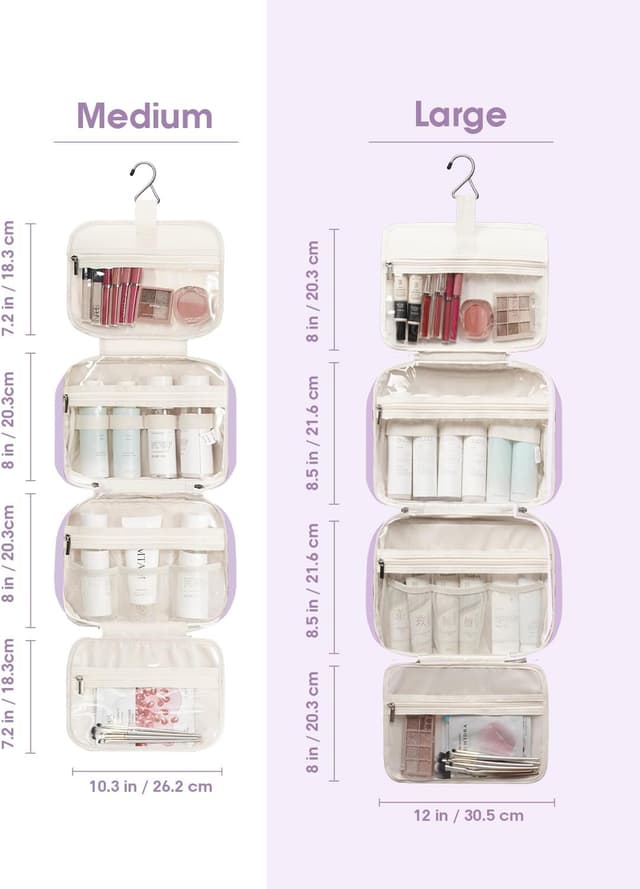 Detalle de Narwey Large Hanging Travel Toiletry Bag (Purple) with 4 Compartments