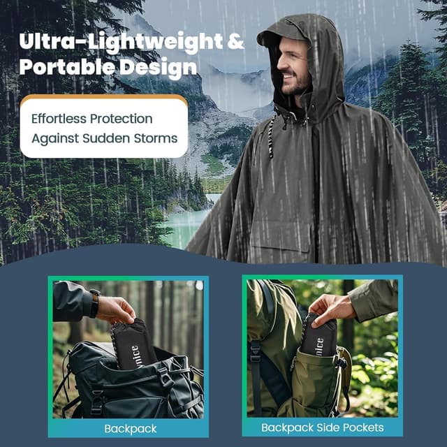 Detalle de Stynice Leicht Wasserdicht Regenponcho 290 g