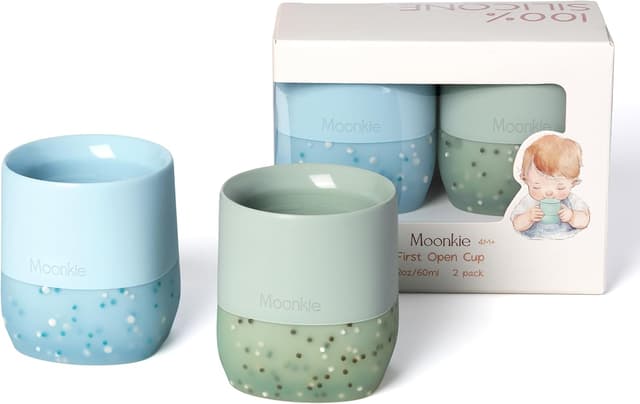 Detalle de Moonkie Trinklernbecher 2er-Set Schnabeltasse aus Silikon (ab 4 Monaten) – BPA-frei, mit Füllmengen-Markierungen