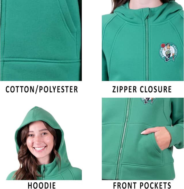 Detalle 2 de Ultra Game Women’s NBA Official Super Soft Crop Top Full-Zip Jacket Hoodie