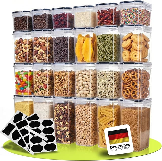 Detalle de uandu luftdichte Vorratsdosen mit Deckel – 24er Set BPA-frei (für Küche, inkl. Stift & Etiketten)