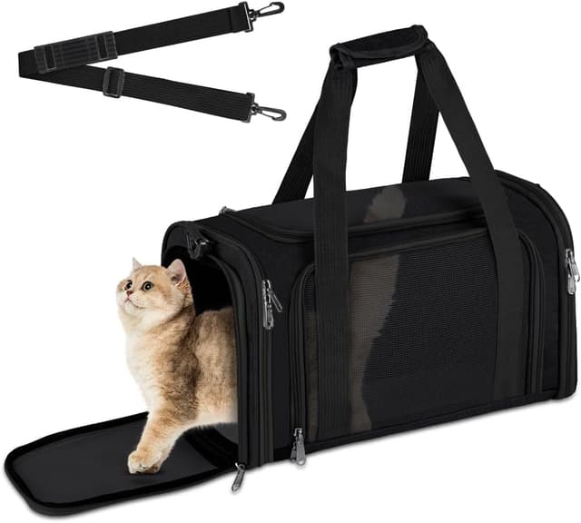 Detalle de vsshe faltbare Hundebox für Auto & Flugzeug – Transportbox aus atmungsaktivem Netz (bis 15 Pfund, Schwarz)