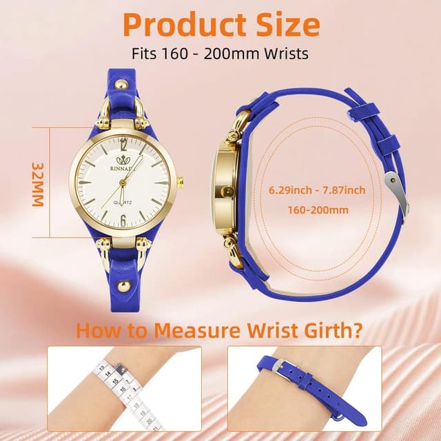 Detalle 2 de OFFCUP Orologio da donna analogico al quarzo con cinturino in pelle e movimento a tre lancette