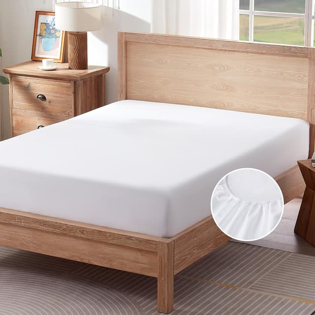 Detalle de Sonive Spannbettlaken 140x200 cm (100% Polyester) für Kinder, hellweiß, 30 cm Tiefe Tasche